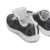 Women’s athletic shoes, sexy chic casual sporty black lace pattern print work gym travel comfy soft light breathable designer sneaker