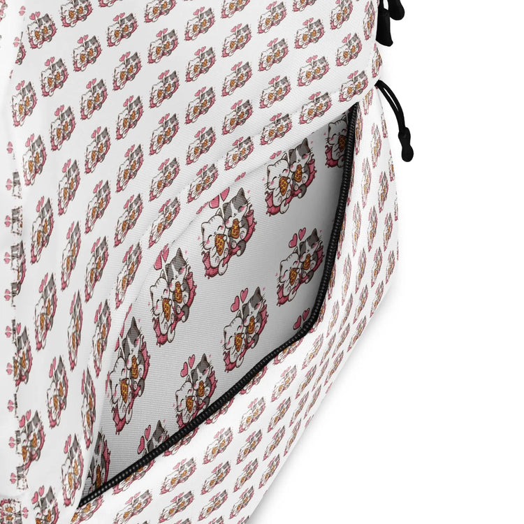 Backpack, Kitty cat love AOP design computer laptop cell phone book everyday school work travel bag