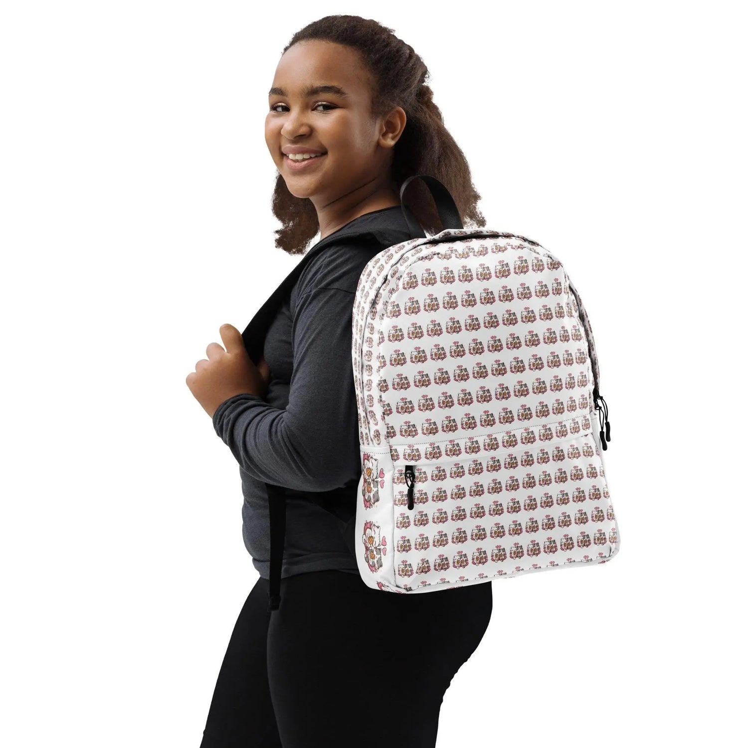 Backpack, Kitty cat love AOP design computer laptop cell phone book everyday school work travel bag