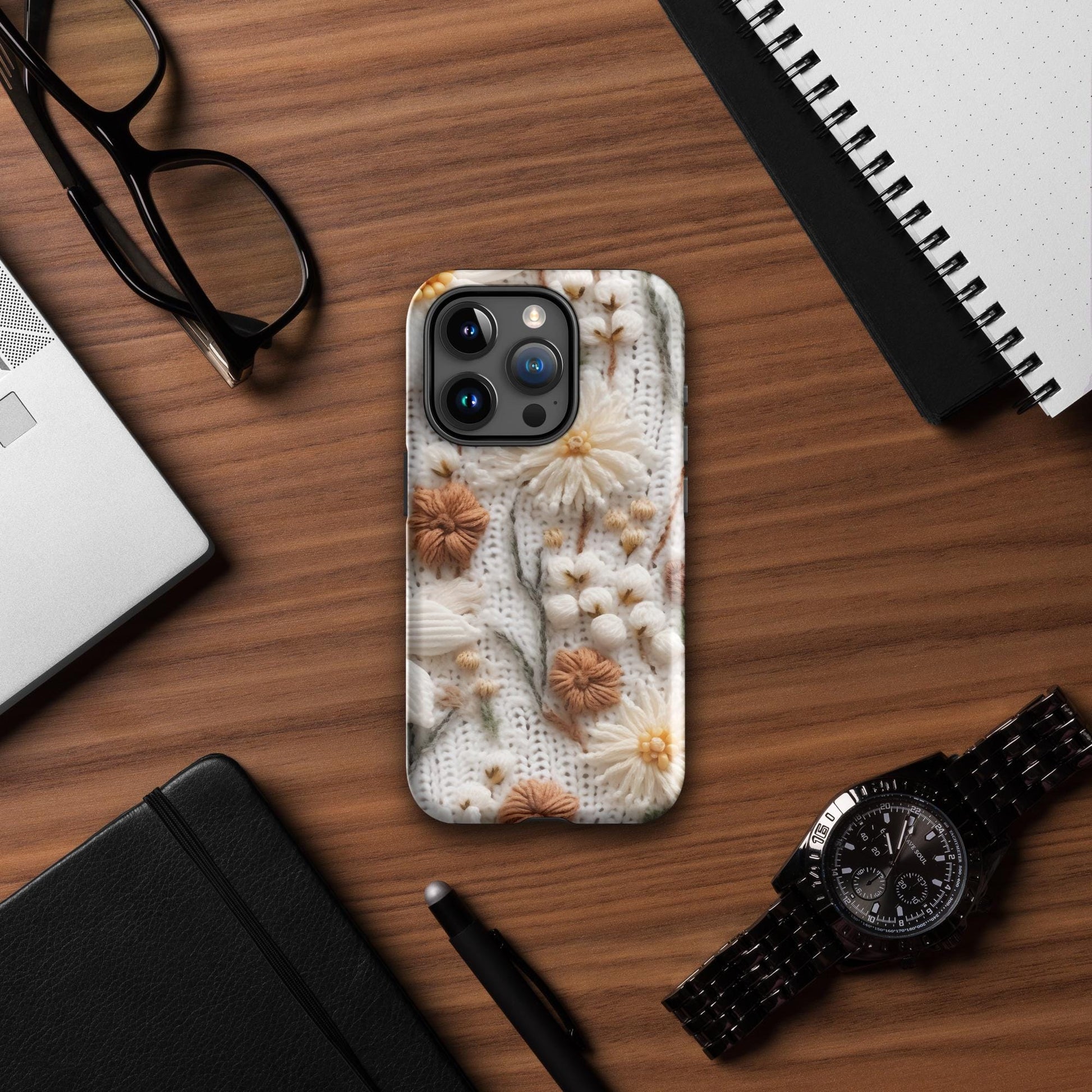 Tough Case for iPhone®, pretty floral crotchet phone cover fashion stylish design protector apple phone case