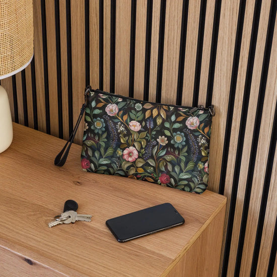 Crossbody bag, Floral pattern all over print design hand bag everyday casual work school dinner shoulder body stylish purse The Aurora Touch