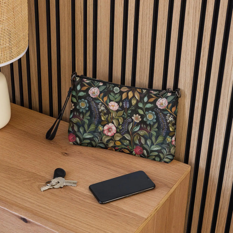 Crossbody bag, Floral pattern all over print design hand bag everyday casual work school dinner shoulder body stylish purse The Aurora Touch