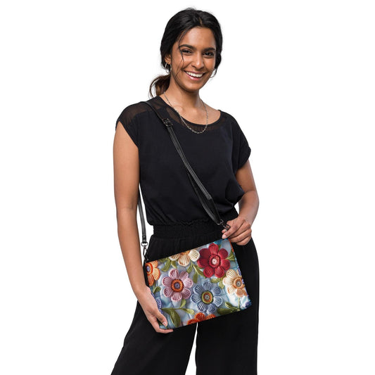 Bolso bandolera, diseño con estampado floral brillante, informal, sencillo, para maquillaje, teléfono celular, billetera, uso diario, bolso de mano.