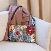 Crossbody bag, Bright floral print pattern design casual simple makeup cell phone wallet everyday wear hand purse bag The Aurora Touch