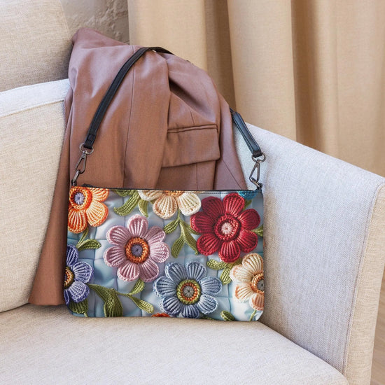 Crossbody bag, Bright floral print pattern design casual simple makeup cell phone wallet everyday wear hand purse bag The Aurora Touch