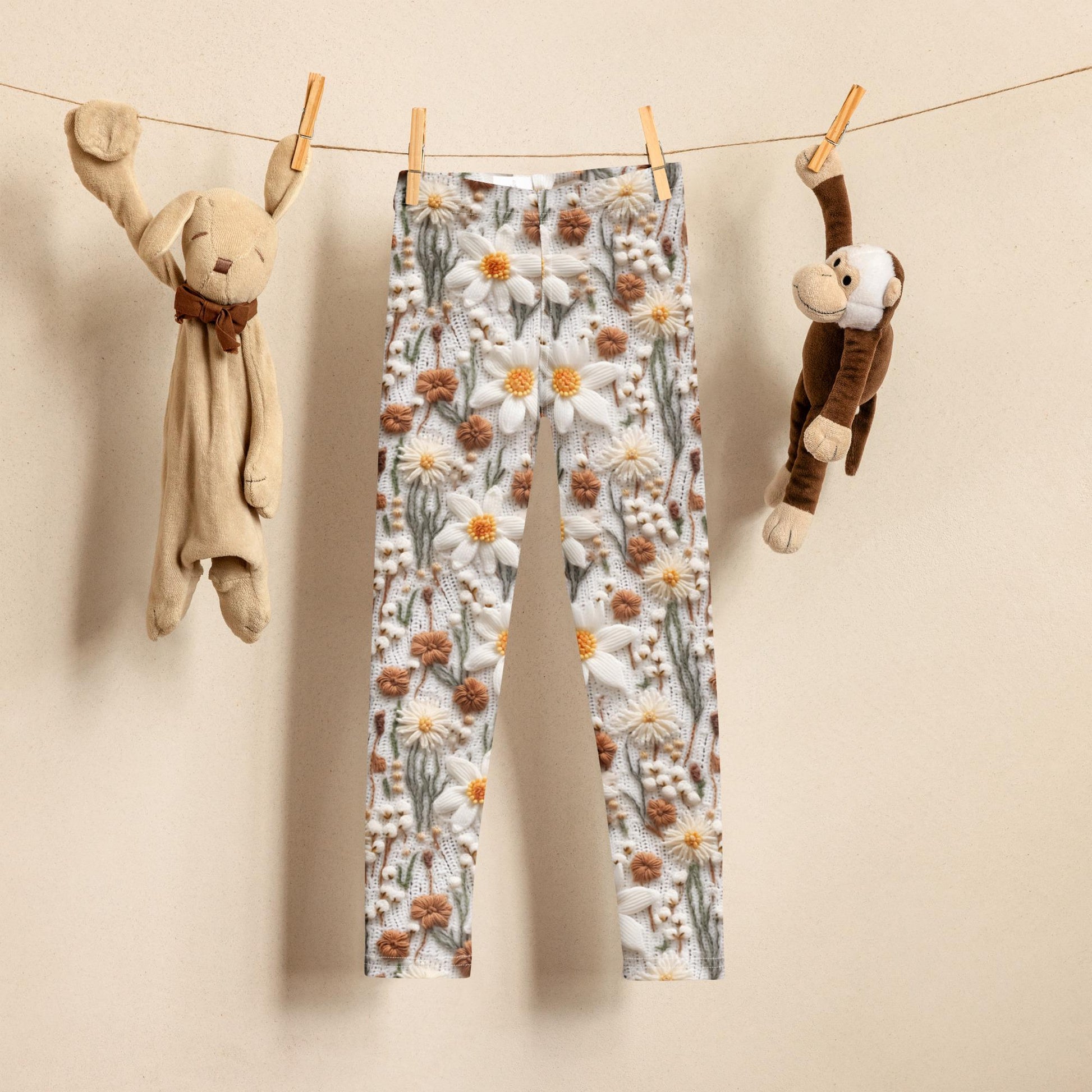 Kid&#39;s Leggings, adorable AOP soft stretchy crotchet floral print design children pants stockings great for school travel playground