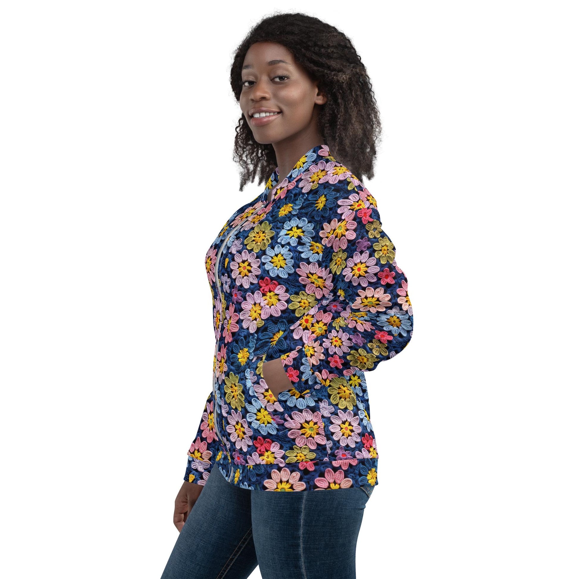 Unisex Bomber Jacket, Stylish crochet classy casual dressy elegant feel pair with jeans skirt or over dress hoodie or anything simple coat