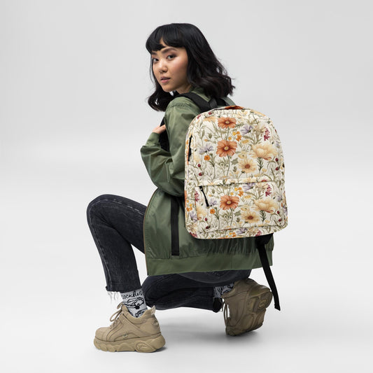 Mochila, bolsa de viaje con diseño floral para primavera, verano y otoño, ideal para la vuelta al cole, para ordenador portátil, iPad y libros.