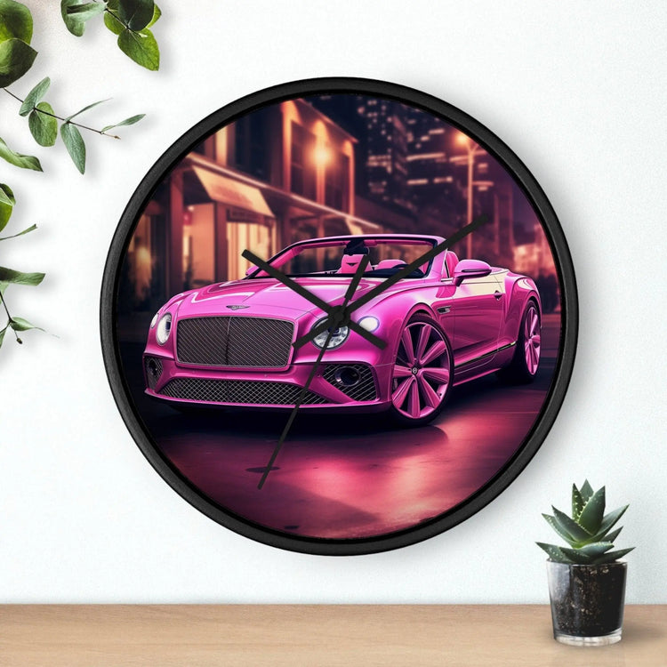 Wall Clock, Pink Bentley exotic vibrant fancy Barbie car design for bedroom hallway living room office upscale luxury wall art home decor The Aurora Touch