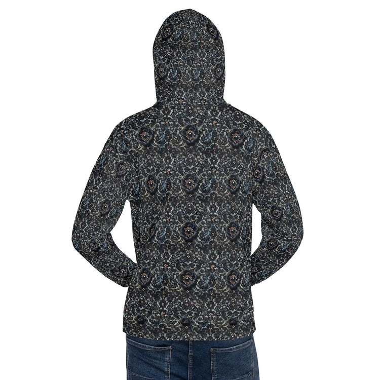 Female black floral lace all over pattern comfy casual soft school work travel jeans winter holiday hoodie sweatshirt great gift