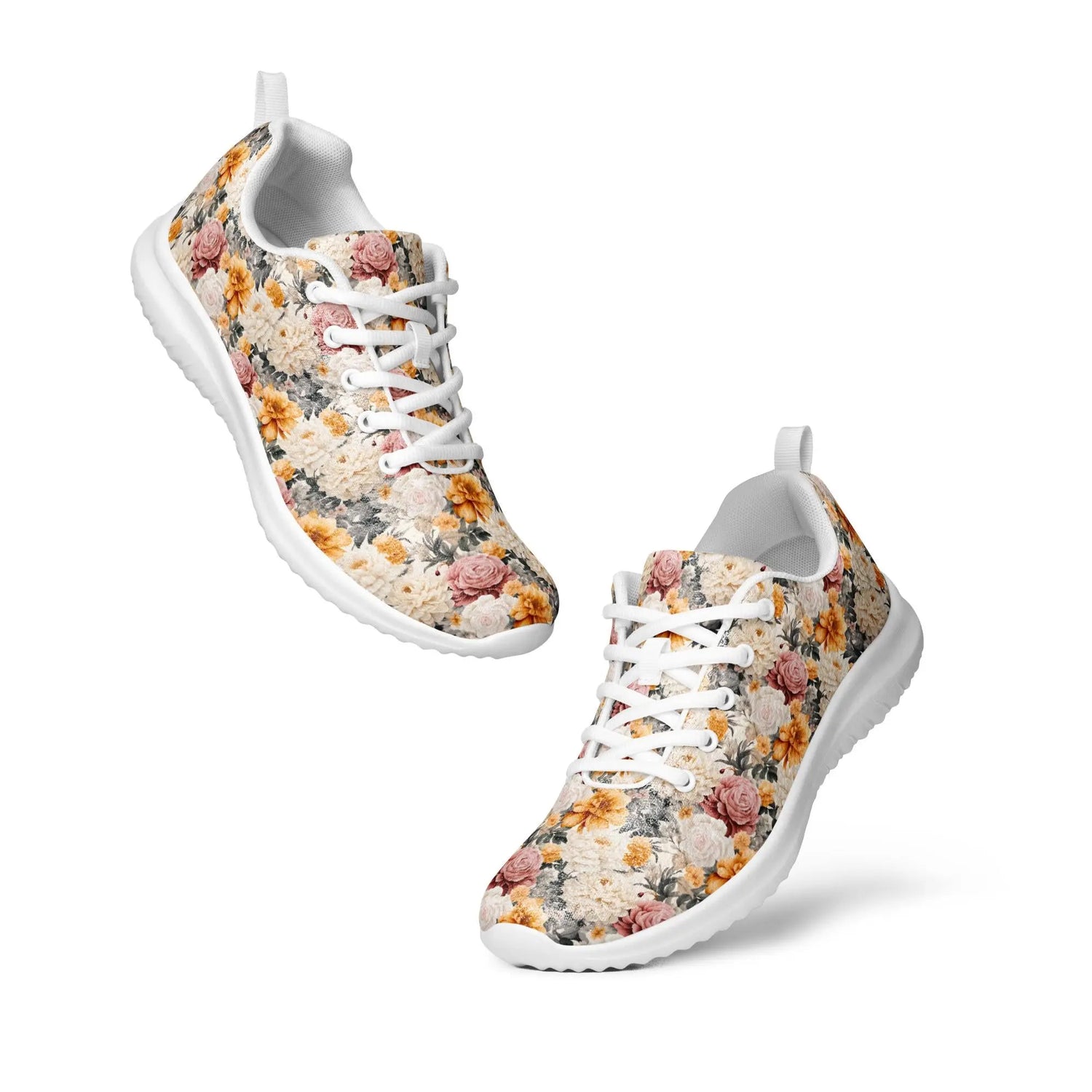Women’s bright pretty floral pattern casual stylish fashionista athletic shoe great for walking shopping and gifting