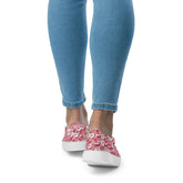 Women’s slip-on canvas shoes, Pink floral pattern pretty all day wear casual office work walking slip on stylish female sneaker shoes