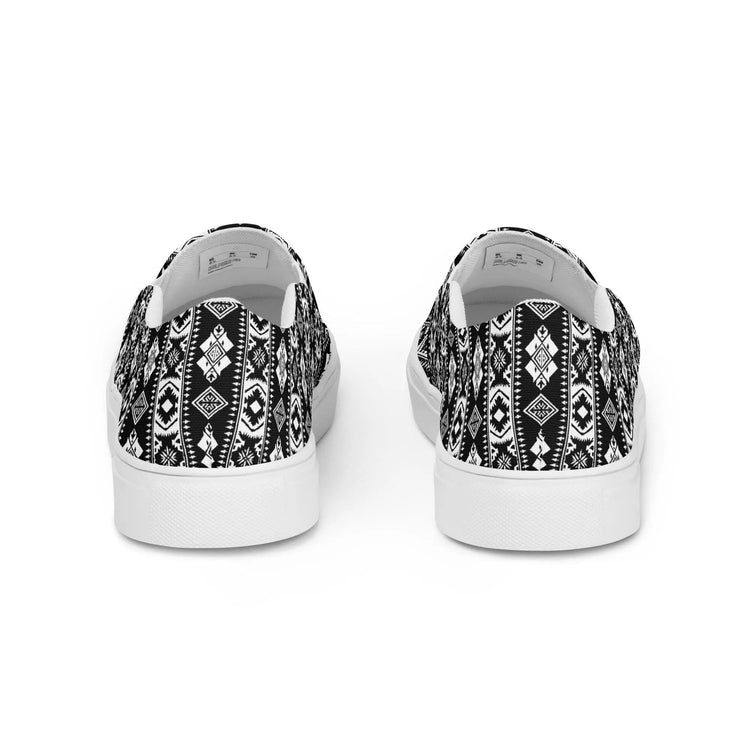 Men’s slip-on canvas shoes, Tribal design men casual jean everyday wear stylish clean comfortable walking work shopping soft male shoe