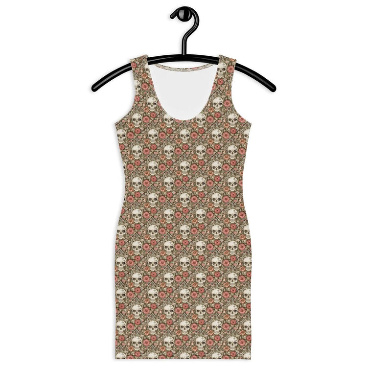 Bodycon dress, Sugar skull floral print all over design body fitted cute dinner night blazer sleeveless sexy stylish female above knee dress The Aurora Touch