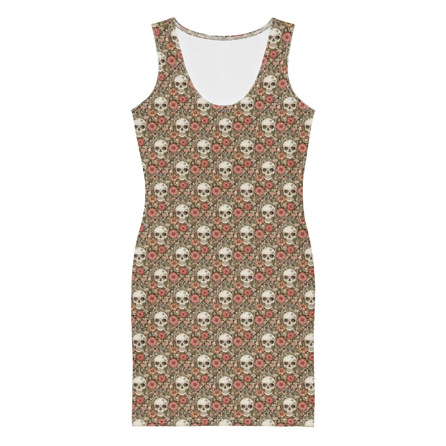 Bodycon dress, Sugar skull floral print all over design body fitted cute dinner night blazer sleeveless sexy stylish female above knee dress The Aurora Touch