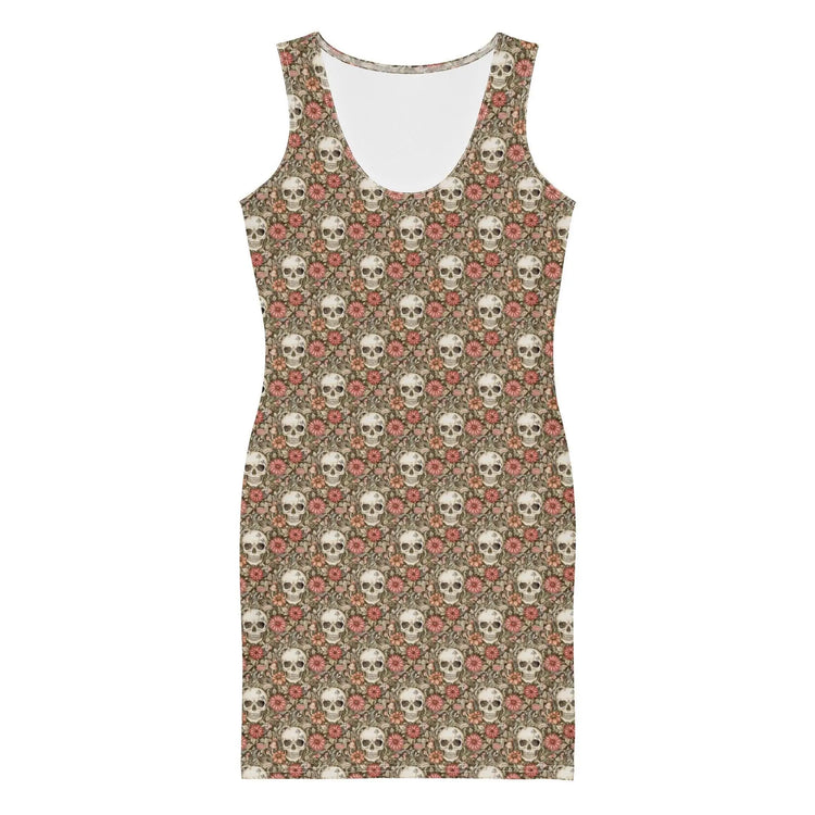 Bodycon dress, Sugar skull floral print all over design body fitted cute dinner night blazer sleeveless sexy stylish female above knee dress The Aurora Touch