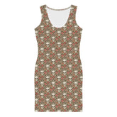 Bodycon dress, Sugar skull floral print all over design body fitted cute dinner night blazer sleeveless sexy stylish female above knee dress