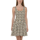 Skater Dress, female floral print pattern thigh above the knee length young lady clothing pretty sexy stylish flowy dress wear