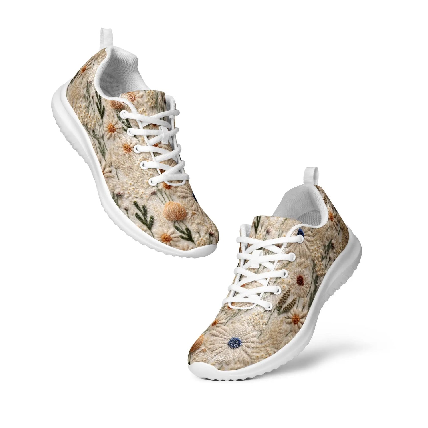 Women’s athletic shoes, Floral crotchet 3D pattern all over print walking everyday casual sports tennis school work shoe