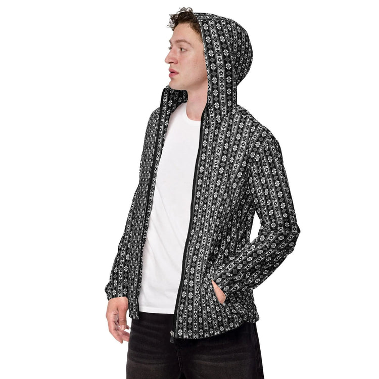 Men’s windbreaker, Male all over Native pattern print design stylish casual classy winter summer fall water resistant  light fabric jacket The Aurora Touch