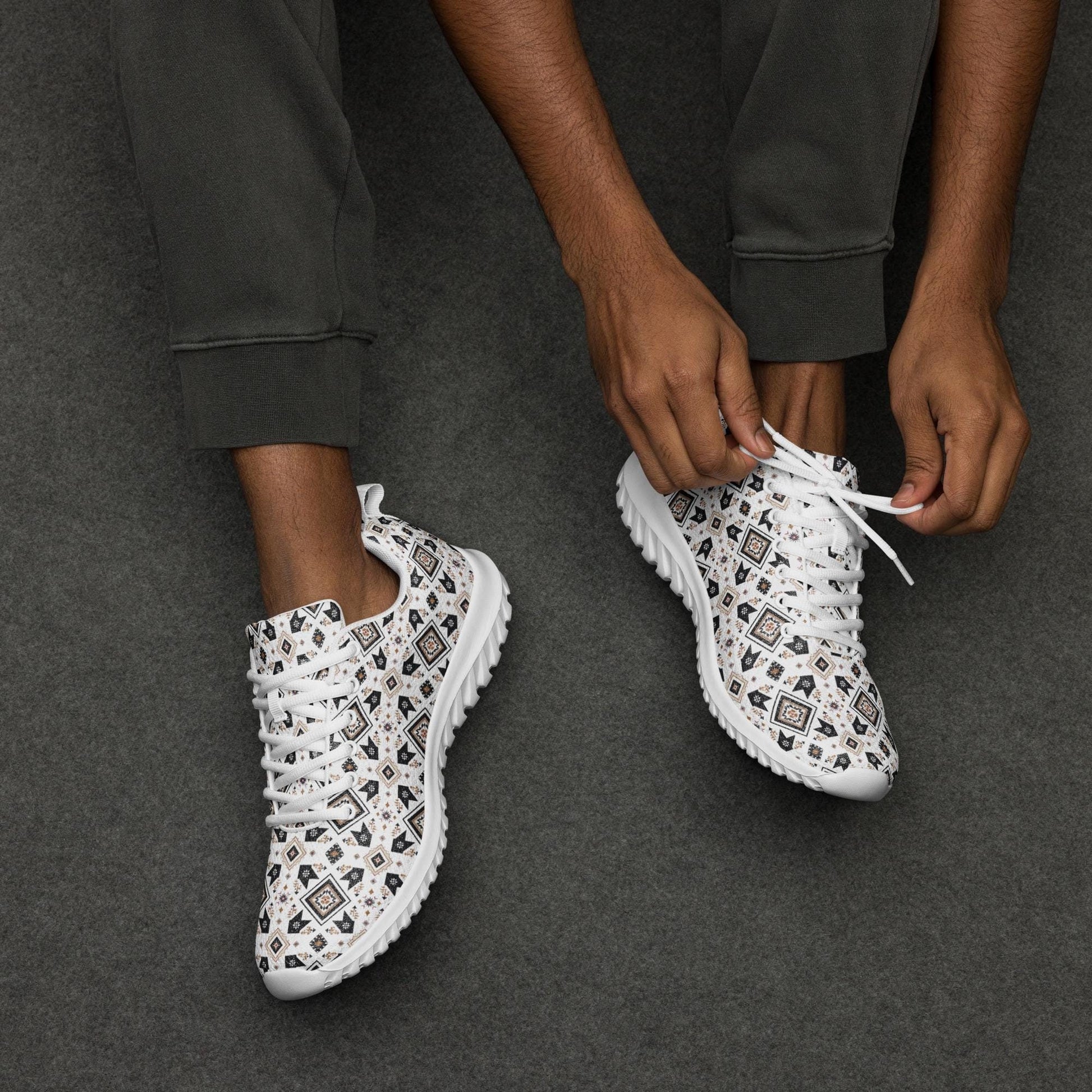 Men’s athletic shoes, Male tribal all over pattern print design comfy sporty walking jogging working casual stylish fashion sneaker shoes