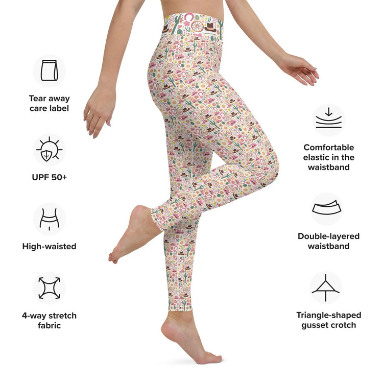 Yoga Leggings, Southern country style design all over pattern female workout casual stretchy soft smooth stylish blazer shirt pairing pants