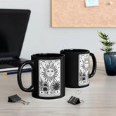 Celestial Black Mug - The Sun Tarot Card Coffee Cup, Mystical Psychic Gift, 11oz 15oz Mug, Tarot Card Readings, Mystic Drinking Cup The Aurora Touch