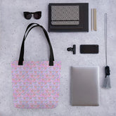Celestial neon colored Tote all purpose travel school work fashionable mystical print pattern butterfly design stylish bag The Aurora Touch