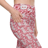 Leggings with pockets, Pink floral pattern print stretchy yoga workout daily walk casual blazer everyday stylish fitted pocket spandex pants The Aurora Touch