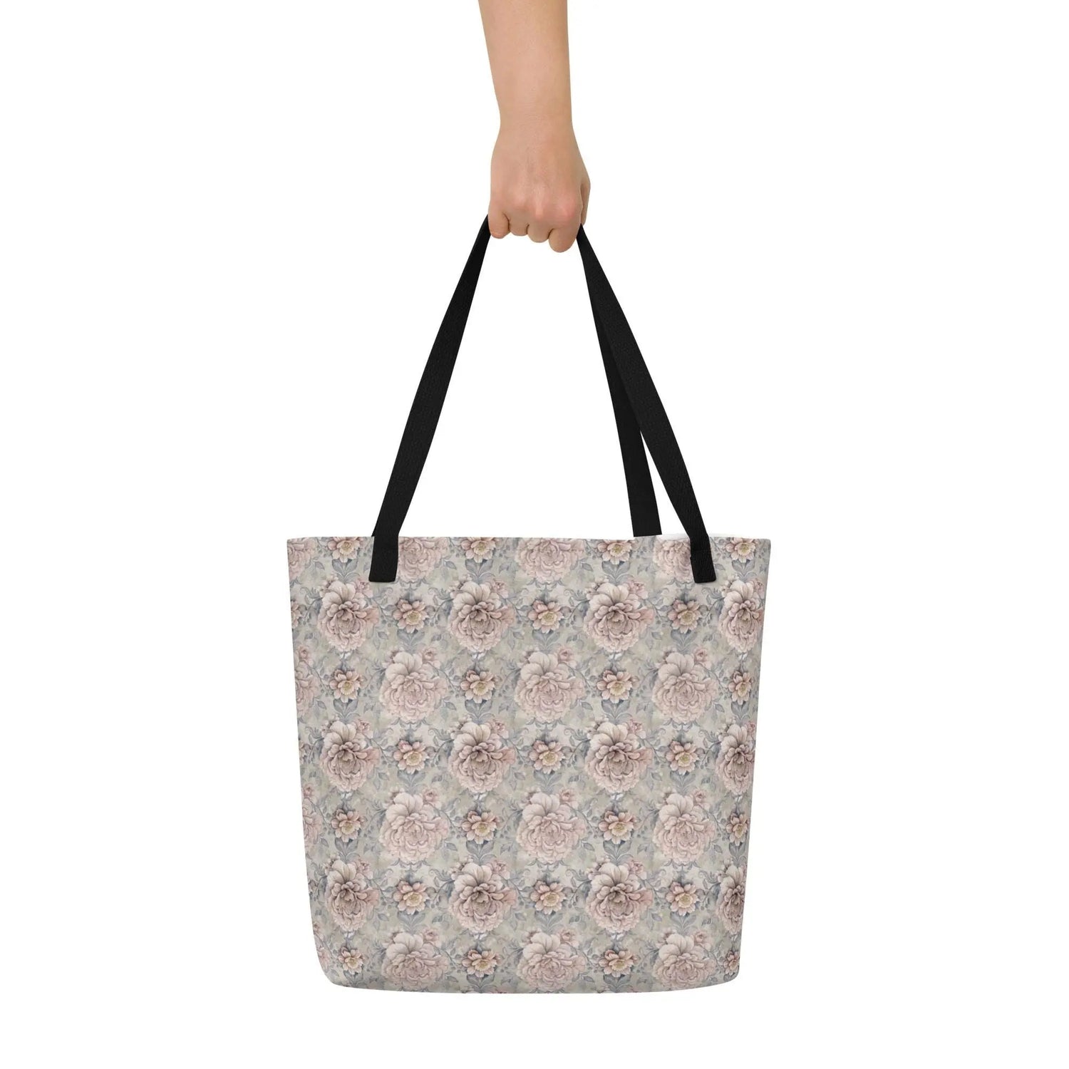 All-Over Print Large Tote Bag, Minimilist simple floral print book laptop ipad back to school all purpose carry daily travel casual bag The Aurora Touch