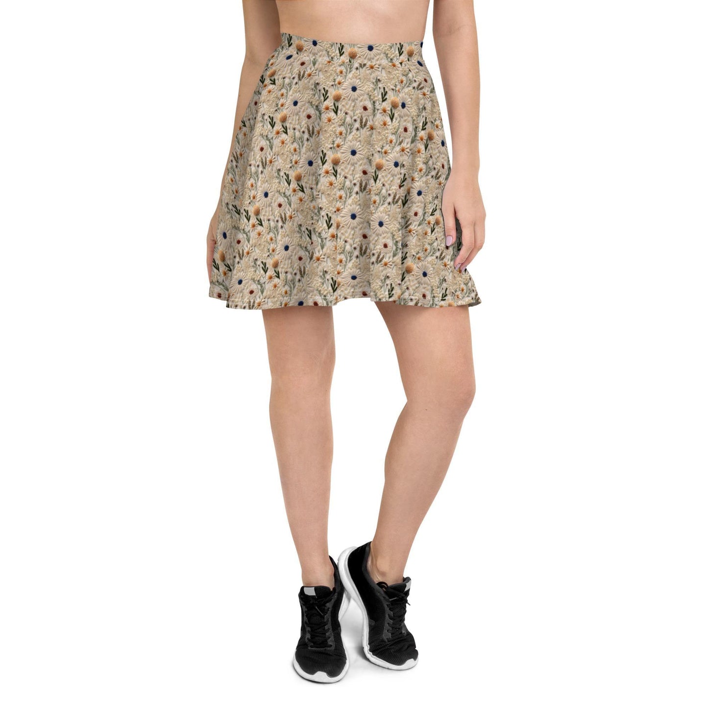 Cute Trendy Skirt, Floral daisy pattern comfy airy everyday versatile dressy casual fabric spandex go anywhere female above knee dress