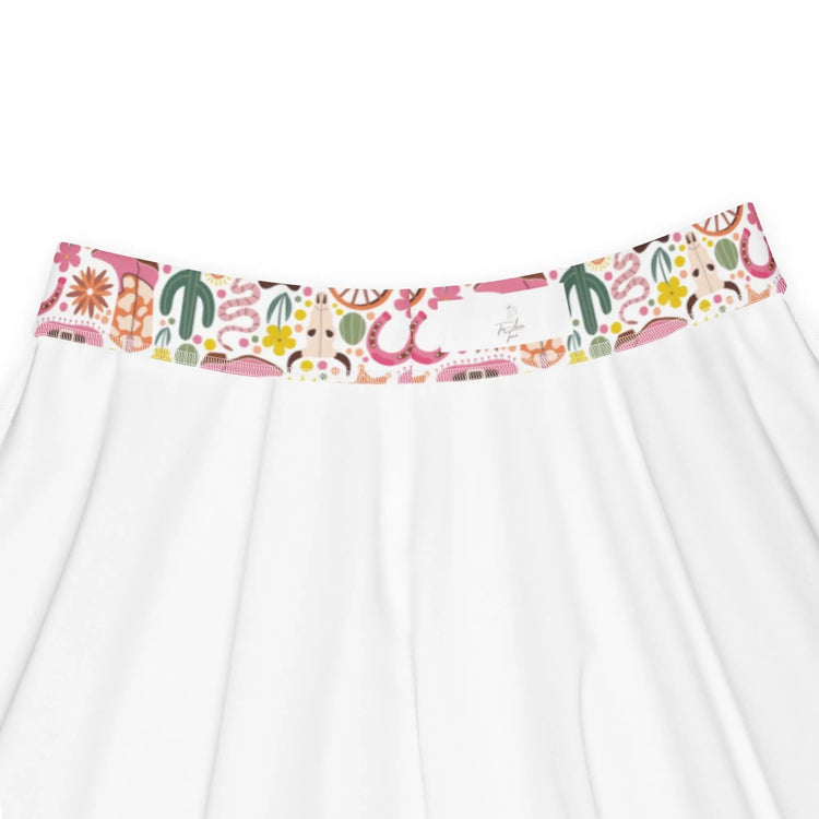Skater Skirt, Cowboy country style pattern flattering comfy casual dressy everyday day night life flowy colorful skirt