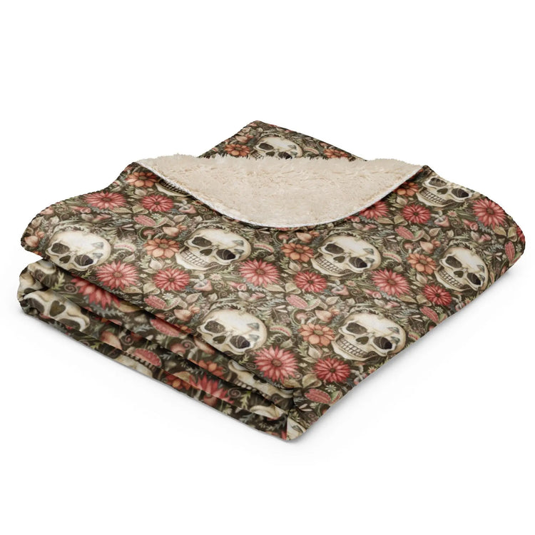 Sherpa blanket, Sugar skull floral day of the dead stylish home office bedroom couch lazy chair super soft  throw decor for all