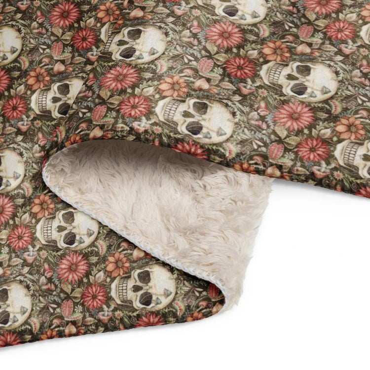 Sherpa blanket, Sugar skull floral day of the dead stylish home office bedroom couch lazy chair super soft  throw decor for all