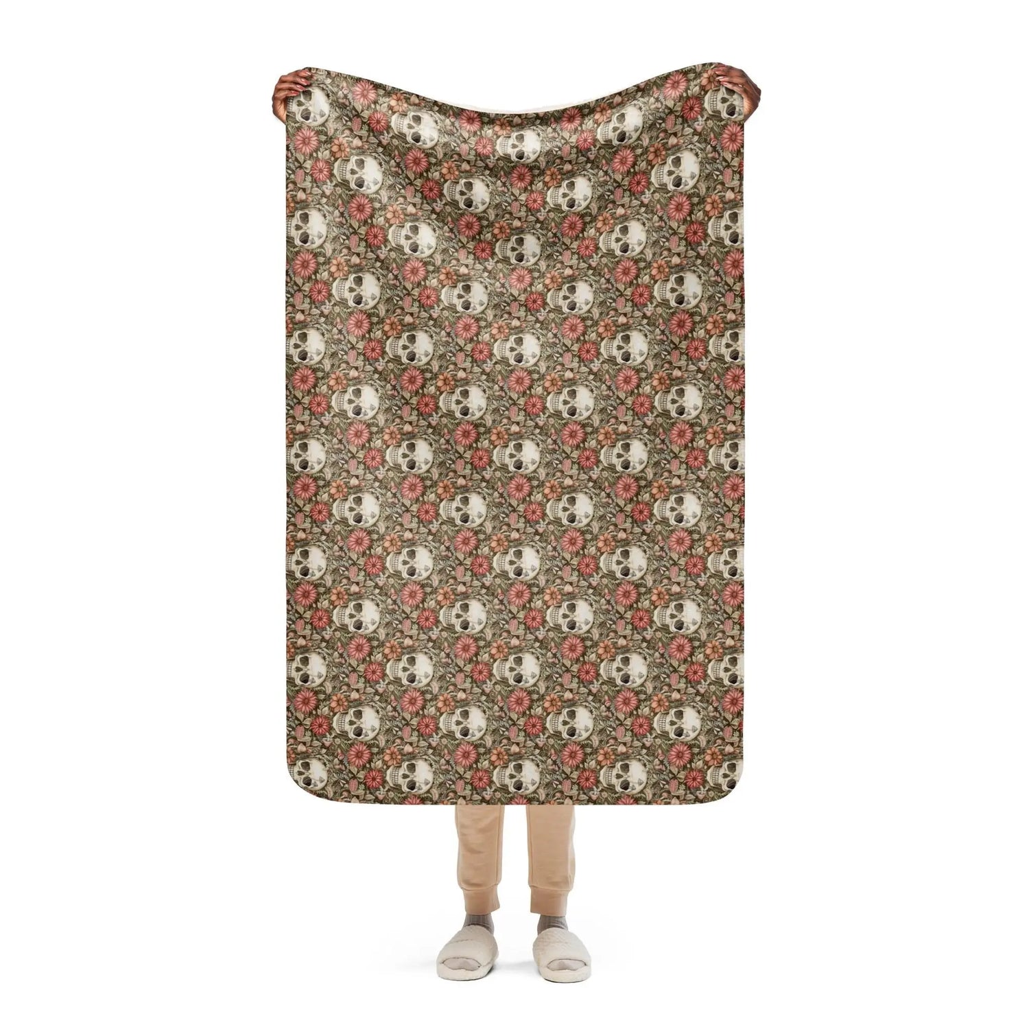Sherpa blanket, Sugar skull floral day of the dead stylish home office bedroom couch lazy chair super soft  throw decor for all