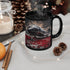 11oz Black Mug, Black Jetsetter fancy red rose petal design traveler beverage cup great for Pilot stewardess gift The Aurora Touch