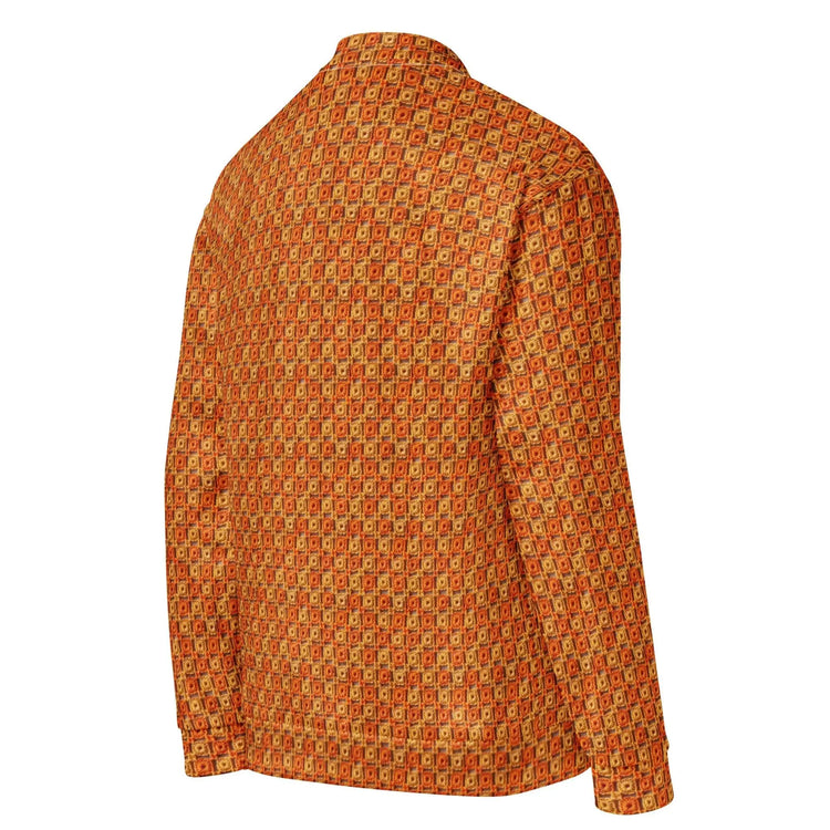 Unisex Bomber Jacket, women men orange crotchet all over print stylish design casual modern day special event every day designer clothing
