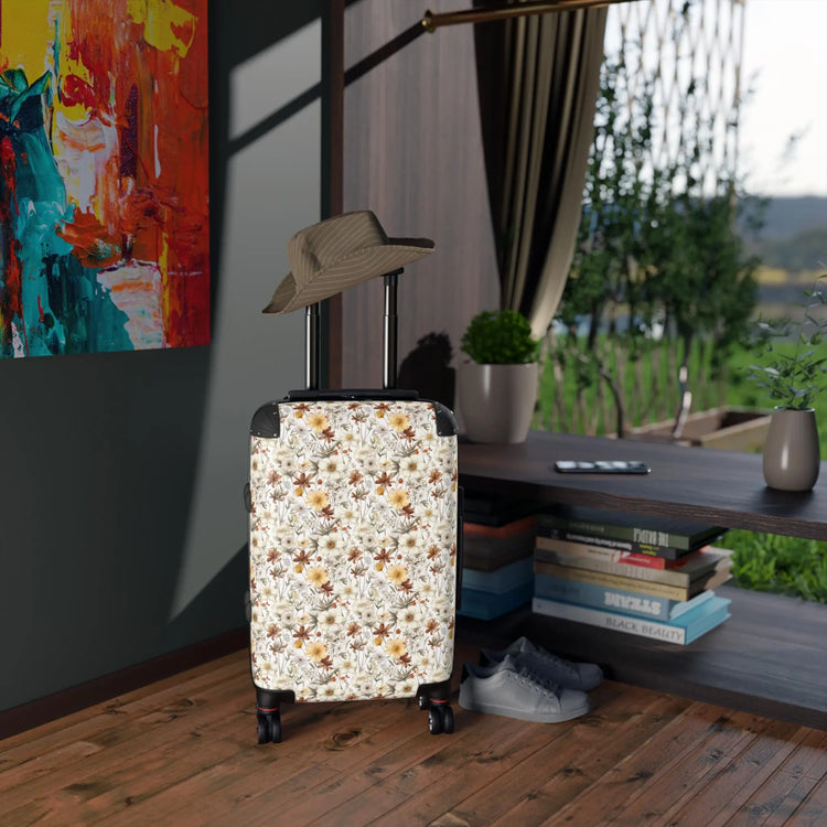 Suitcase, Florall all over print pattern fall autumn design stylish sturdy designer look and feel shell three size travel luggage The Aurora Touch