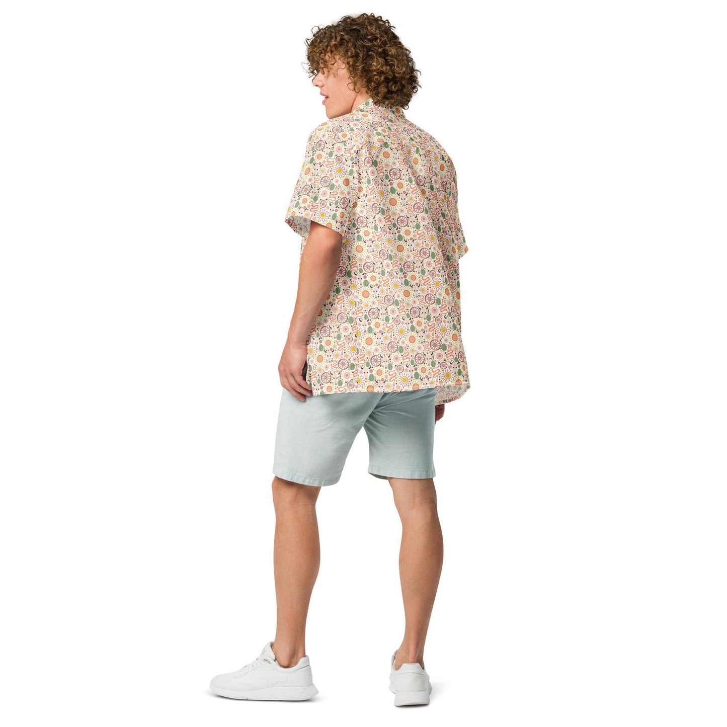 Unisex button shirt, Designer pastel color country livin all print design casual stylish cool fabric everyday work travel beach shirt