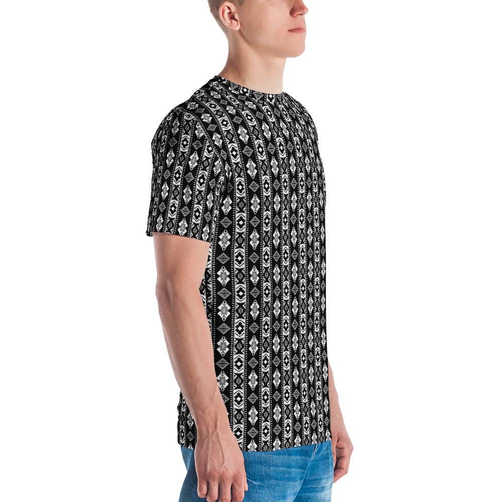 Men&#39;s t-shirt, all over print design pattern casual work school jean short sweats pairing soft stylish versatile clothing attire shirt