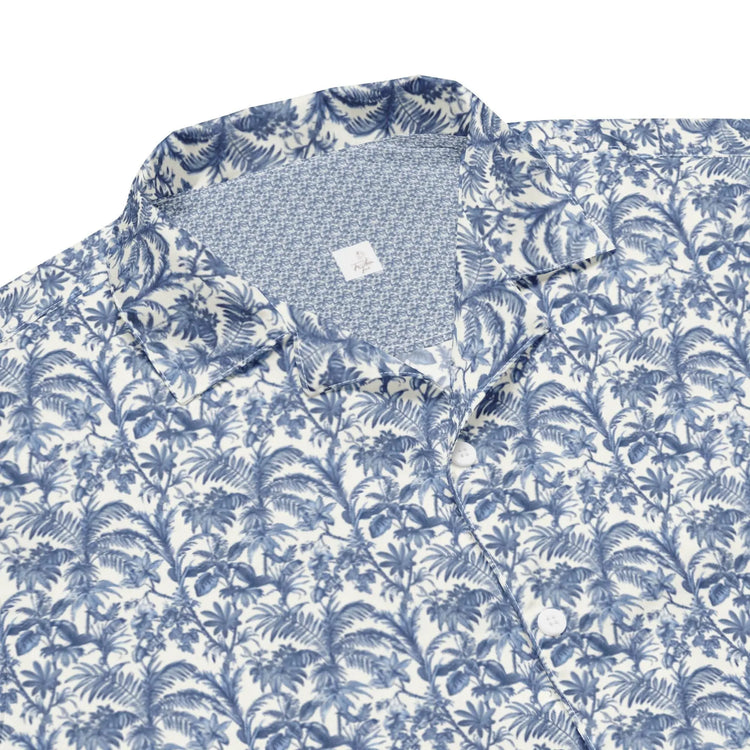 Mens Button Down Casual LightWeight vacation Moisture-wicking Tropical Print Shirt The Aurora Touch