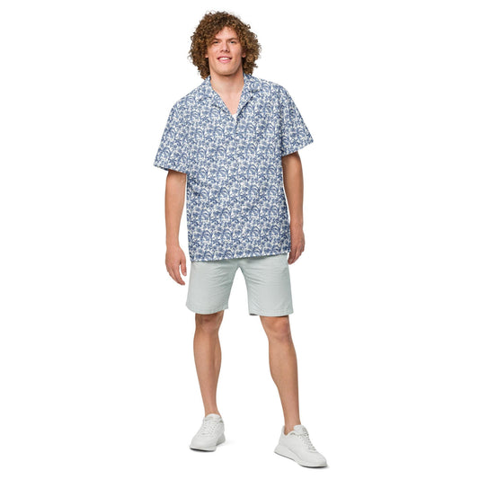 Mens Button Down Casual LightWeight vacation Moisture-wicking Tropical Print Shirt