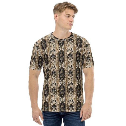 Men&#39;s t-shirt, Gothic style pattern print casual simple everyday versatile smooth comfortable male jean shirt