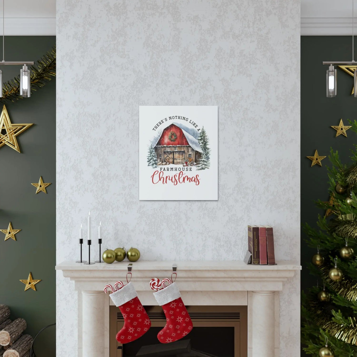 Canvas Gallery Wraps, Farm House Country Xmas style barn hallway office  kitchen casual room wall art home decor  design The Aurora Touch
