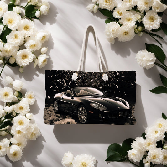 Ferrari Weekender Bag, Designer Carry On, Black Overnight Bag, Fancy Travel Bag, Roomy Duffel Bag, Special Designer Bag