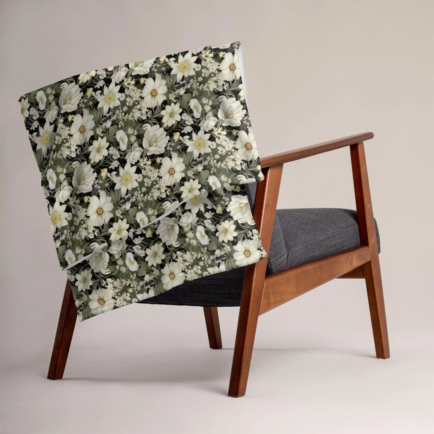 Throw Blanket, Floral all over print pattern soft velveteen relax couch bed travel stylish eye catching decorative chair gift throw. The Aurora Touch