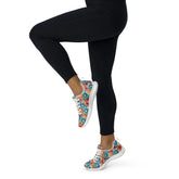 Women’s athletic shoes, Vibrant colorful daisy floral pattern print design soft comfy walking athletic casual designer look stylish sneakers