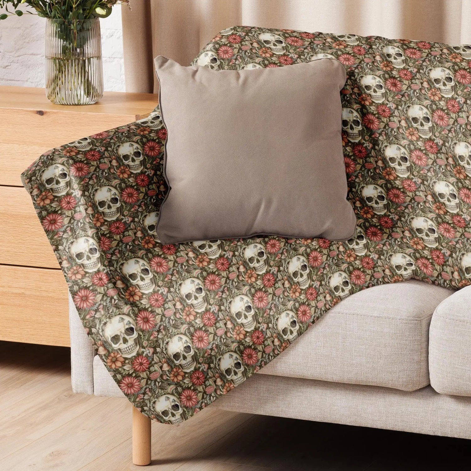 Sherpa blanket, Sugar skull floral day of the dead stylish home office bedroom couch lazy chair super soft  throw decor for all