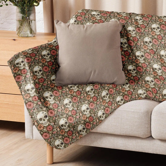 Sherpa blanket, Sugar skull floral day of the dead stylish home office bedroom couch lazy chair super soft  throw decor for all