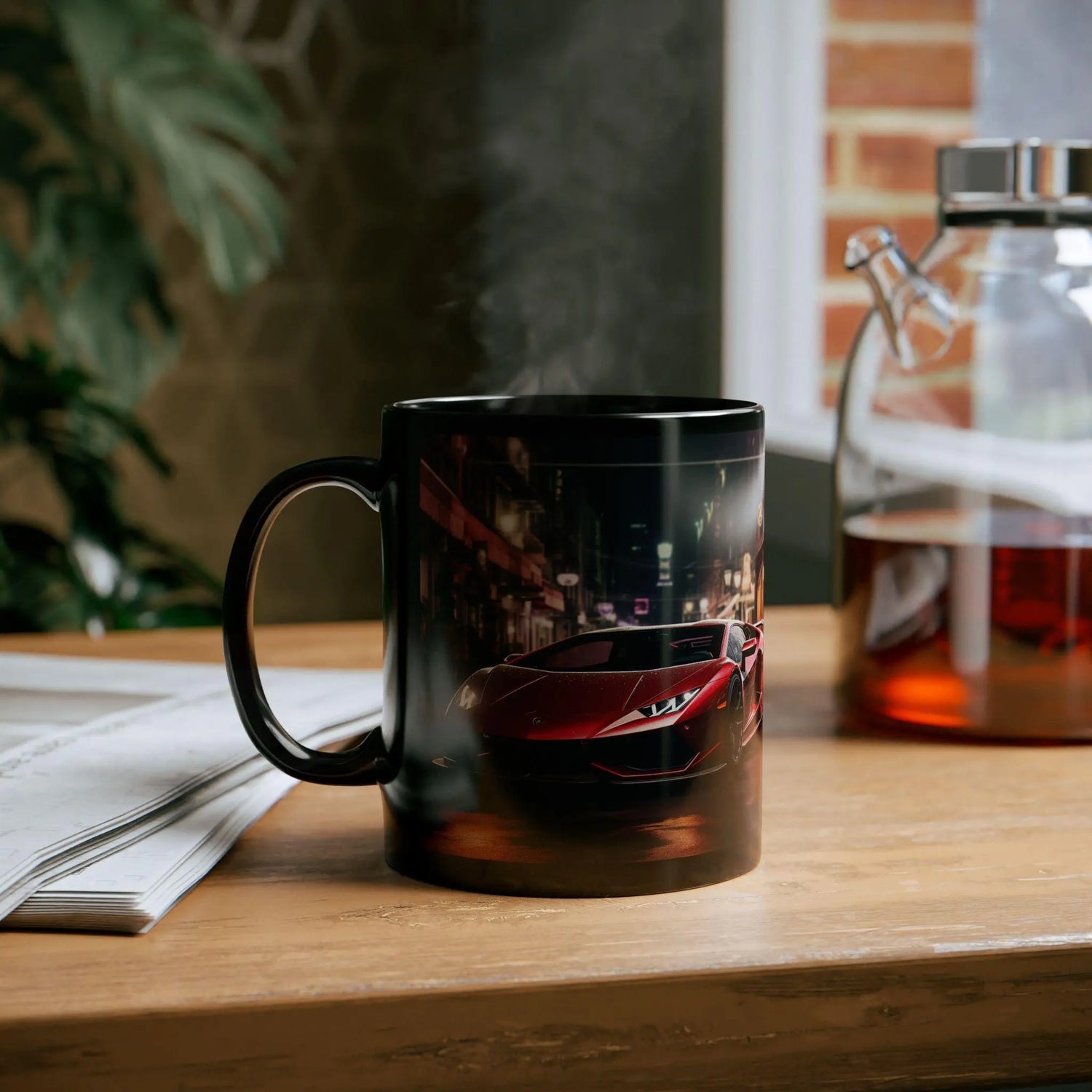 Black Mug, Red Lamborghini, Sexy Mug, Gift for Dad, Gift for Son, Hot Coffee Mug, Hot Tea Mug, Office Boss Gift, Holiday Sale, Father&
